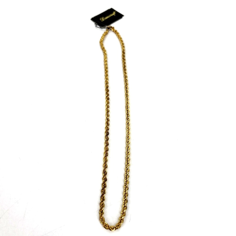 Vintage Danecraft USA 24KT Over Sterling Gold Rope Chain Link Necklace 20"